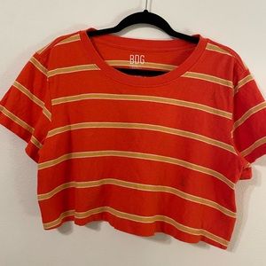 Red Striped Crop-Top